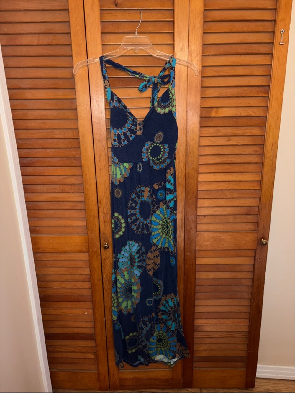 Faded Glory Navy Floral Halter Maxi Dress
